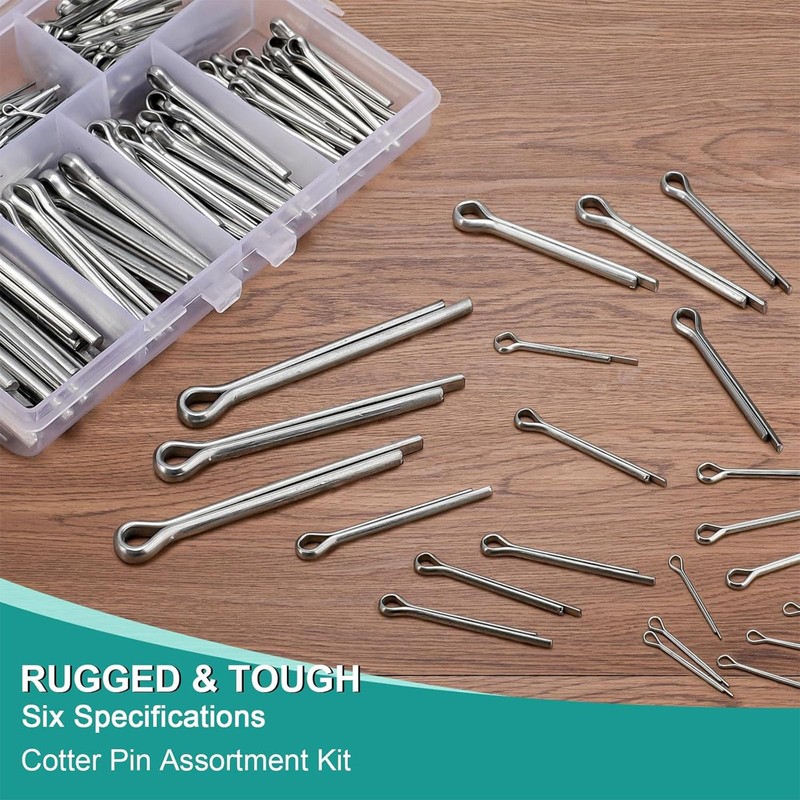 260 Stück Splinte Sortiment,Splint Edelstahl Klappsplinte, Splinte, Federstecker Set, Karosserie