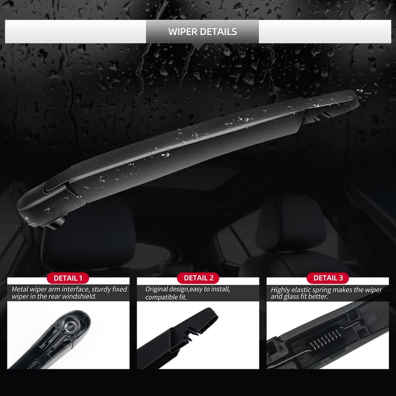 GARDIMU Rear Wiper Blade Assembly, Back Windshield Wiper Blades Replacement