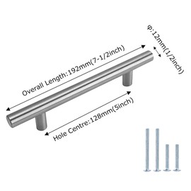 goldenwarm Furniture Handle, Cupboard, Drawer, Door Handle, Bar Handle, LS201BSS128, Hole Spacing 128 mm, Hollow Stainless Steel Kitchen Cupboard, Wardrobe Pull Handle, Pack of 1