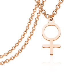 KEYCHIN Feminine Astrological Gender Necklace Venus Symbol Charm Pendent Female Symbol Pendant Jewelry (Venus NK-RG)