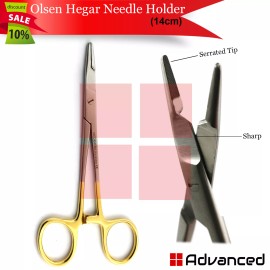 Medentra TC Olsen Hegar Needle Holder Scissors 5.5" Needle Driving Suture Cutting Forceps