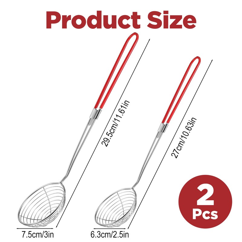 2Pcs Stainless Steel Hot Pot Strainer Spoons Boba Scoop with