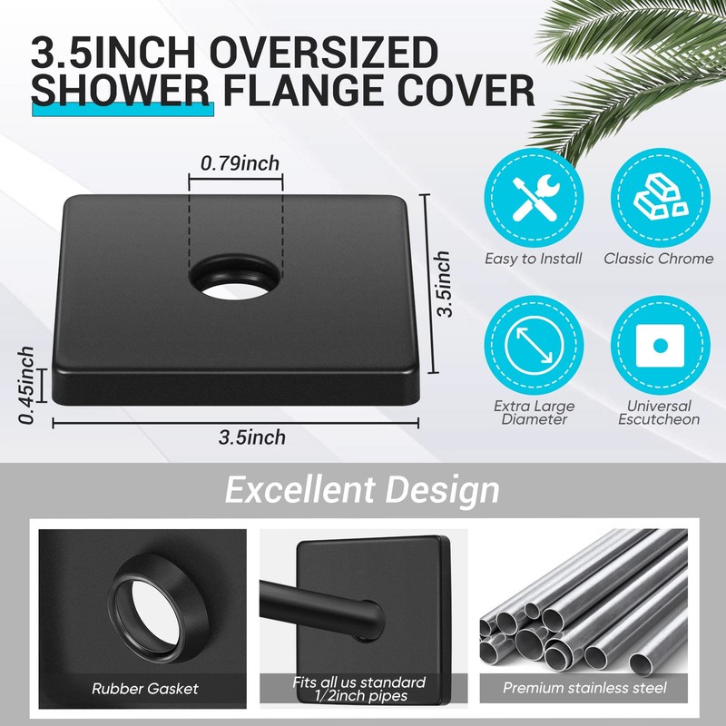 3.5 Inch Large Shower Arm Flange Square Plumbing Cover Plates