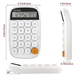 Cute Small White Calculator with Large Display and Big Buttons, Touch Comfortable Flexible Buttons, Suitable for School