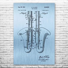 Bass Clarinet Poster Print, Music Teacher, Musician Gift, Music Class Decor, Band Director Gift, Jazz Club Art Blue Steel (8 inch x 10 inch)
