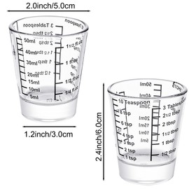 Ackers Mini Measure Heavy Glass, 32-Incremental Measurements Multi-Purpose Liquid and Dry Measuring Shot Glass, Black Single