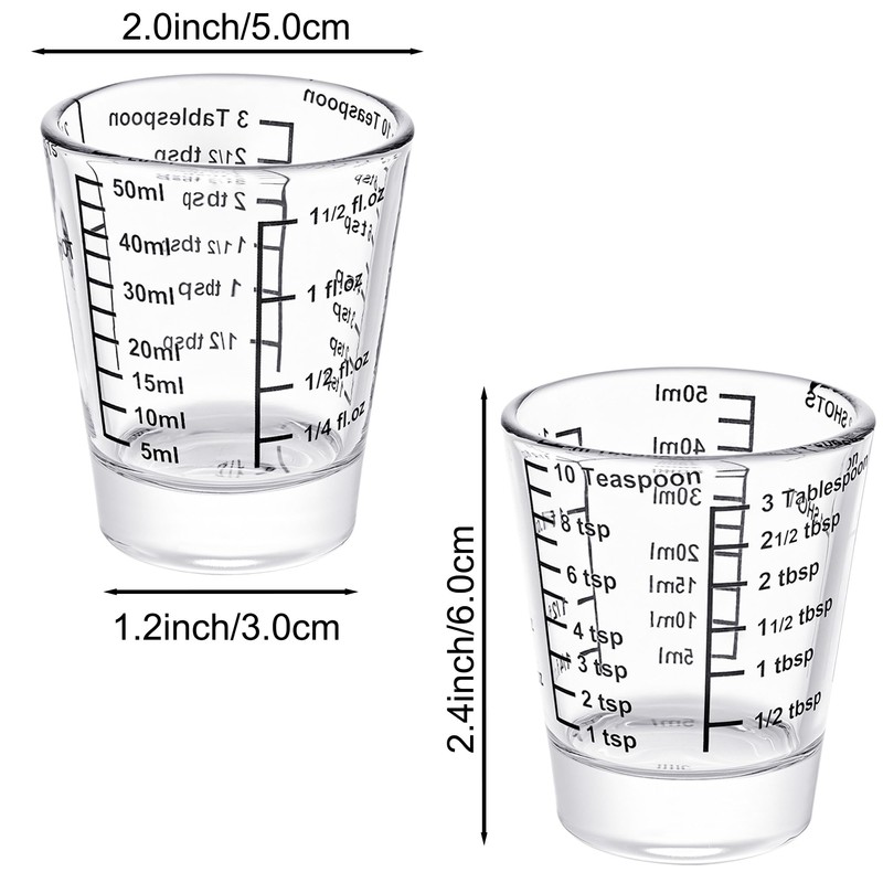 Ackers Mini Measure Heavy Glass, 32-Incremental Measurements Multi-Purpose Liquid and