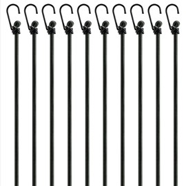 PRETEX PRETEX 12 Bungee Cords with Hooks - Long Cord Rope Pack in Black - Strong Elastic Tie Down Moving Straps w/Heavy Duty Hooks - Bungees Pack for Various Cargo