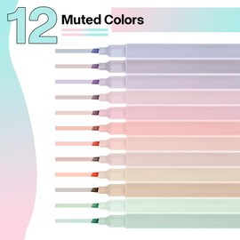 12 Pcs Highlighters,Highlighters Pens-Assorted Pastel Morandi Colours with Soft Chisel Tips,No Bleed Text Markers for School,Office & Bible Study-Perfect as Back to School Gift & Stationery Supplies