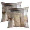 2 Pack Brown Beige Abstract Art Pillow Covers Decorative Throw