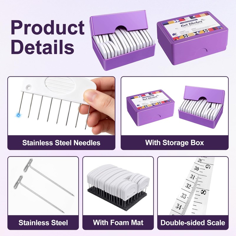 120PCS Knit Blocking Pins Kit, Knit Blockers, Knitting Block Tool
