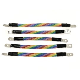 ACDC WIRE AND SUPPLY 2 Gauge Golf Cart Braided Battery Cable Set, (Rainbow) E-Z-GO 1994 & UP MED/TXT 36V U.S.A Made