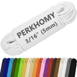 PerkHomy Cotton Rope 3/16" (5mm) 100 ft Multi Purpose Utility Diamond Braided Cord, Natural Cotton for Clothes Line Camping Crafting Flag Pole, White