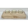 Wooden 3 Tea Light Candle Holder, 8 Inches (Natural Wood,