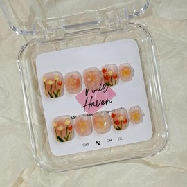 NailHaven|short nails collection continued|  handpainted cute designs| acrylic press-on| fake nails |Handmade | high quality Press on nails 10 pcs|reusable nails|nail art|nail charm|handmade press ons|uña sacri lic as - Color: S63, SIZE: Large