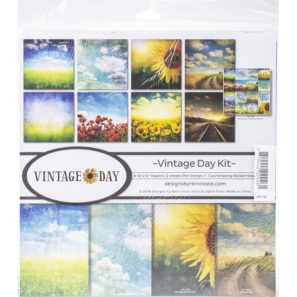 Reminisce Vintage Day Scrapbook Collection Kit, Multi Color Palette, 12x12 inches