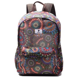 ESVAN Original Print Mesh Backpack Semi-Transparent Sackpack See Through Beach Bag Daypack Multi-Purpose Women Men Unisex (E)