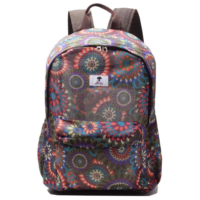 ESVAN Original Print Mesh Backpack Semi-Transparent Sackpack See Through Beach