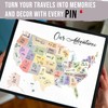 flinelife Usa Travel Map Framed With Pins, 12X10, Our Adventures