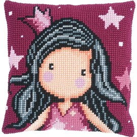 Vervaco Cross Stitch Kit Cushion Complete Set GORJUSS Dreaming Decoration Manual Embroidery Kit Adult Creative Art Gift DIY Cross Stitch Embroidery ca. 40 x 40 cm