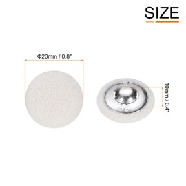 HARFINGTON 20pcs Fabric Cloth Covered Buttons 0.8" Round Plush Sweaters Button with Aluminum Shank Sewing Button for Woolen Coat Jacket Shirt DIY, White