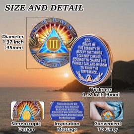 Lighthouse Sunburst 3 Year Sobriety Coin - Inspirational Recovery Token for NA/AA,AA Chip & NA Medallion for Clean Time,Narcotics Alcoholics Anonymous Gifts for Men & Women (TO THINE OWN SELF BE TRUE)