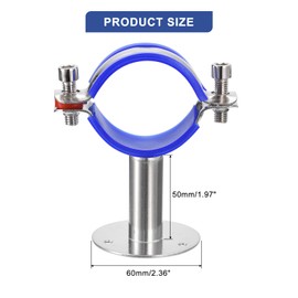 sourcing map Stainless Steel Pipe Supports Wall Mount Ceiling Mount Pipe Bracket Adjustable Clamp Pipe Straps with Screws Fit for Dia 51-57mm Pipe Tube