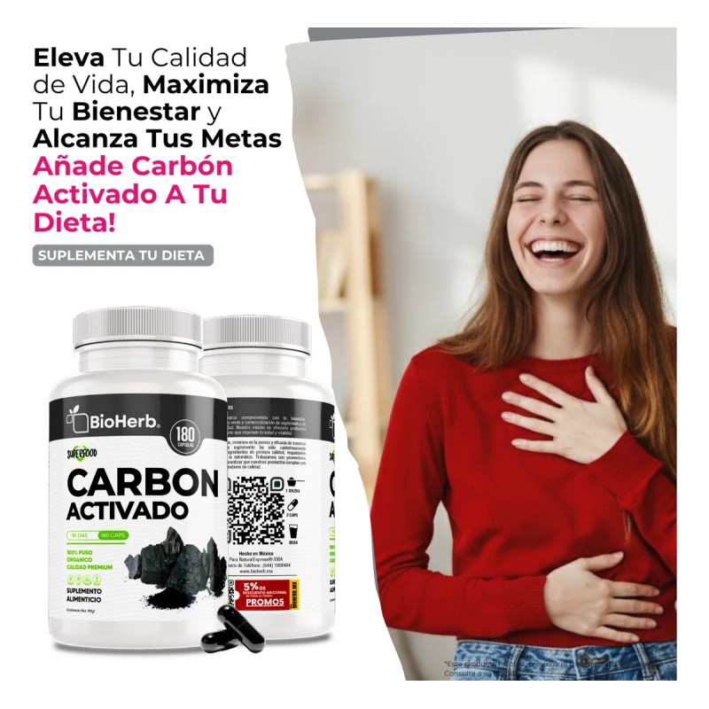 Carbn Activado Micronizado - Eficaz Soporte Digestivo 180 Cpsulas