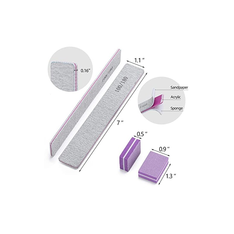 25 limas de uñas para uñas acrílicas y 50 limas