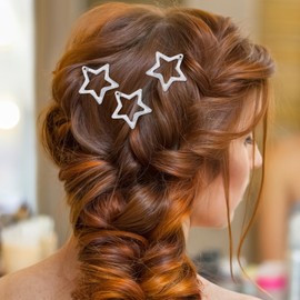 FOMIYES Pinzas Para El Cabello Con Broche De Estrella 10 Uds. De Metal Plateado Pasadores Para El Cabello Con Estrellas Huecas Pasadores Para El Cabello Con Purpurina Accesorios Para