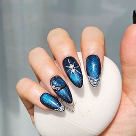 Deep Blue Eyes Handmade Nail Tips - Square / 딥 블루 아이즈 수제 네일팁 - 스퀘어