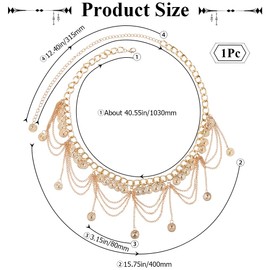 GORGECRAFT Gold Tassel Waist Chain Belt Metal Tassel change Sequins Layered Summer Beach Belly Chain Body Jewelry Accessory for Women Clothes Sweater Bikini Dress Dancing