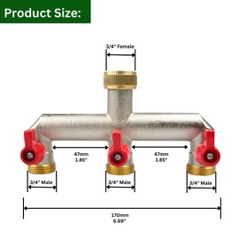 MYPURECORE Brass 3-Way Garden Hose Tap Splitter with PTFE Tape – Durable 3/4" Outdoor Tap Connector with Individual Valves | Brass Hose Connector for Garden Irrigation, Hosepipe Fittings & Adapters