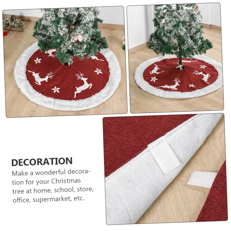 LABRIMP 1pc Plush Xmas Tree Skirt Mat Festive Tree Base