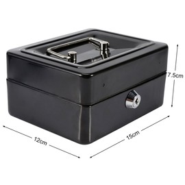 Mini Safe Security Box Household Portable Steel Lockable Cash Money Box (Black)