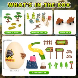 ARCTURINE Dinosaur Toys for Kids 3+, Foldable Dinosaur Eggs with Dinosaur Figures Erupting Volcano Interactive Dinosaur Toy Set for Boys Girls Birthday Gifts