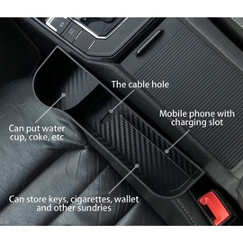 KIMISS Car Seat Gap Filler, 2pcs Universal Car Seat Crevice Storage Box Multifuncional Side Pocket para Teléfono Cp Cards Keys