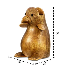 Penguin Eyeglass Holder Stand - Handcrafted in Indonesia - Wooden Glasses Holder for Nightstand - Sunglasses Stand Display, Versatile Eyewear Storage for Reading Glasses, Spectacles & More