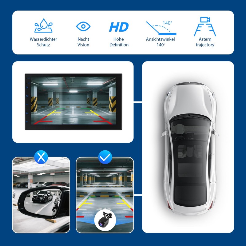 Haudio Double Din Portable Wireless CarPlay Screen for Car, 7"
