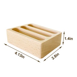 Adena Montessori Wooden Stand for Three-Parts Cards for Desk, 3 Card Slots Business Card Display Holder Stand,Suitable for 3.54 inch cards