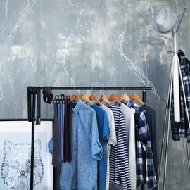 Relaxdays 5 x Schalhalter, Tücher, Krawatten, Gürtel, Haken 360° drehbar, rutschfest, 11 Löcher, Samt Tuchhalter, schwarz