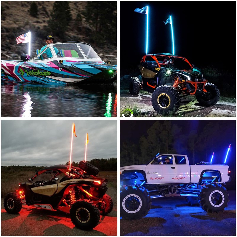 Ehaho 2 Pack 1FT LED Whip Lights With Spring Base,