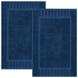 Canadian Linen Imperial Premium Bath Mat, 2 Pack, 20”x30”, Soft Absorbent Cotton Bath Rug Lightweight Quick Dry Bathmat Washable Bathtub Mat Area Rug Floor Towel for Home Hotel Spa Bathroom, Navy Blue