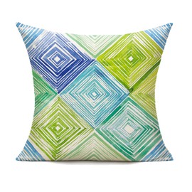 WOKANI Green Outdoor Throw Pillow Covers 20X20 Set of 4 Blue Couch Patio Furniture Bench Geometric Striped Square Indoor Decorative Cushion Cases Abstract Modern Home Decor for Bedroom Sofa Porch