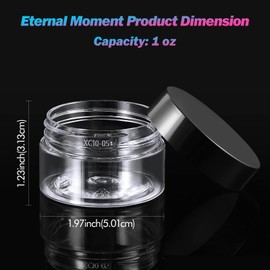 50 Pack 1 OZ Plastic Jars Round Clear Cosmetic Container Jars with Lids, Eternal Moment Plastic Slime Jars for Lotion, Cream, Ointments, Makeup, Eye shadow, Rhinestone, Samples, Pot, Travel Storage