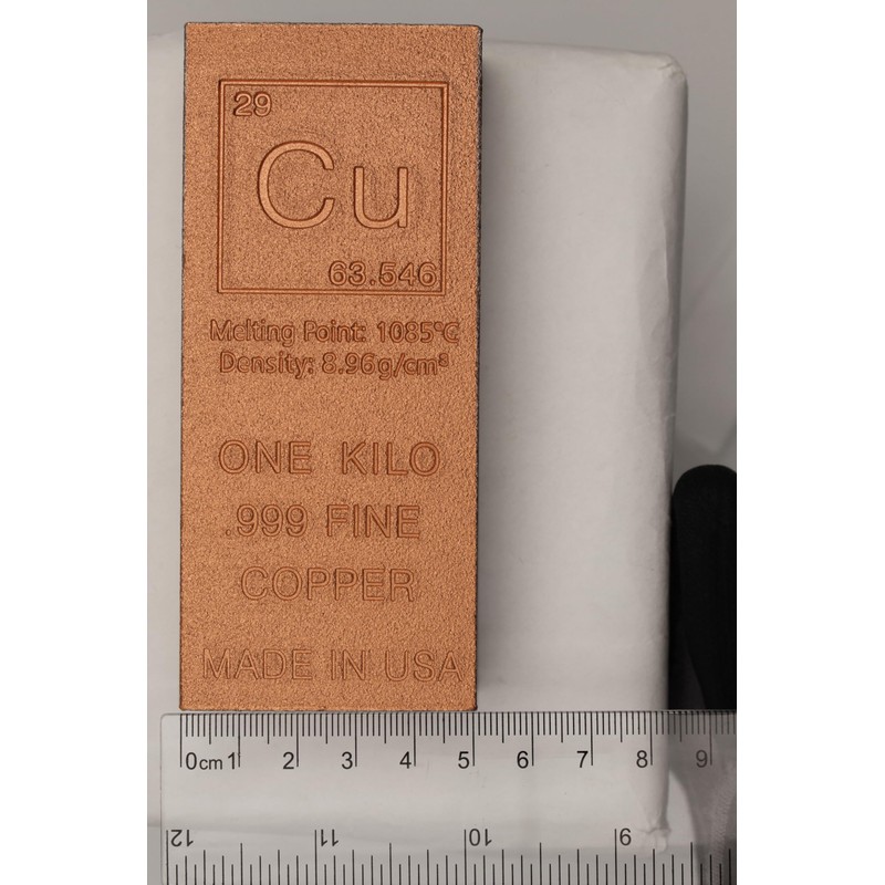 1 Kilo Copper Bar (Flat Style) .999 Pure Bullion with