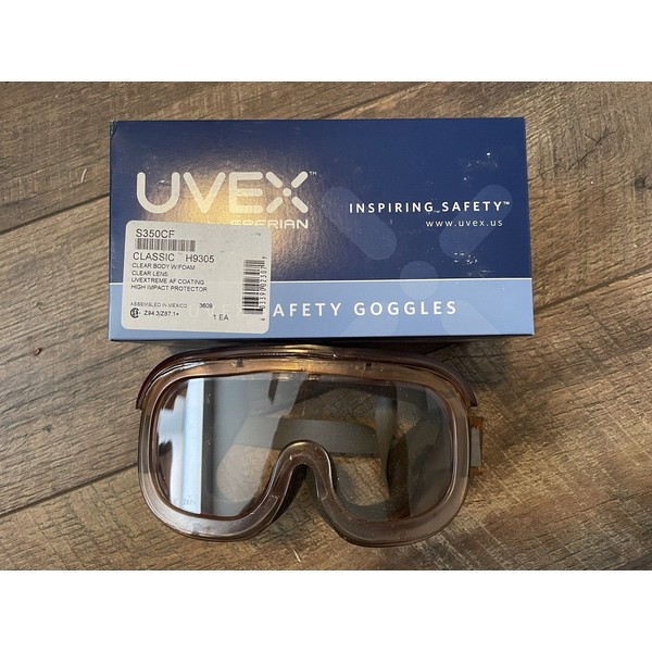 UVEX Classic S350CF Clear Lens Safety Goggles New