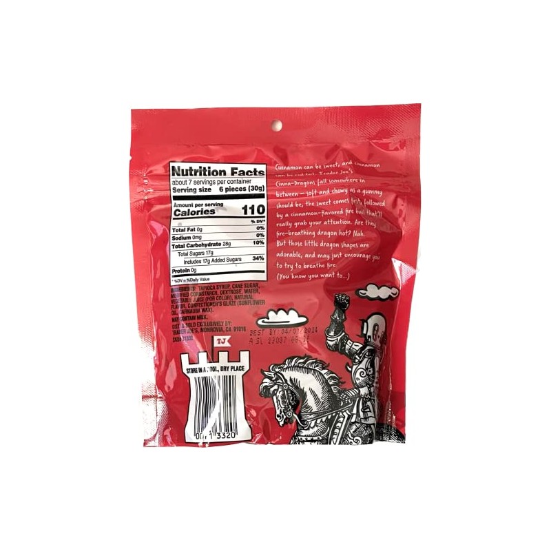 Trader Joe Cinna-Dragons Soft & Chewy Gummy Candy 7oz 198g