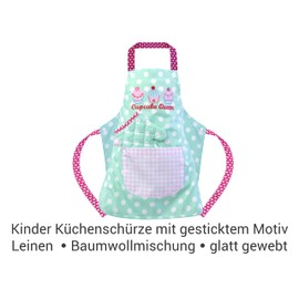 Emily ́s Check Chef's Hat in One Size or Kitchen Apron & Oven Glove Available in 2 Sizes – for Boys and Girls in 4 Designs – Lovely Design and High Quality Workmanship