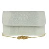 Girly Handbags Croc Suede Clutch Bag Italian Leather - Off